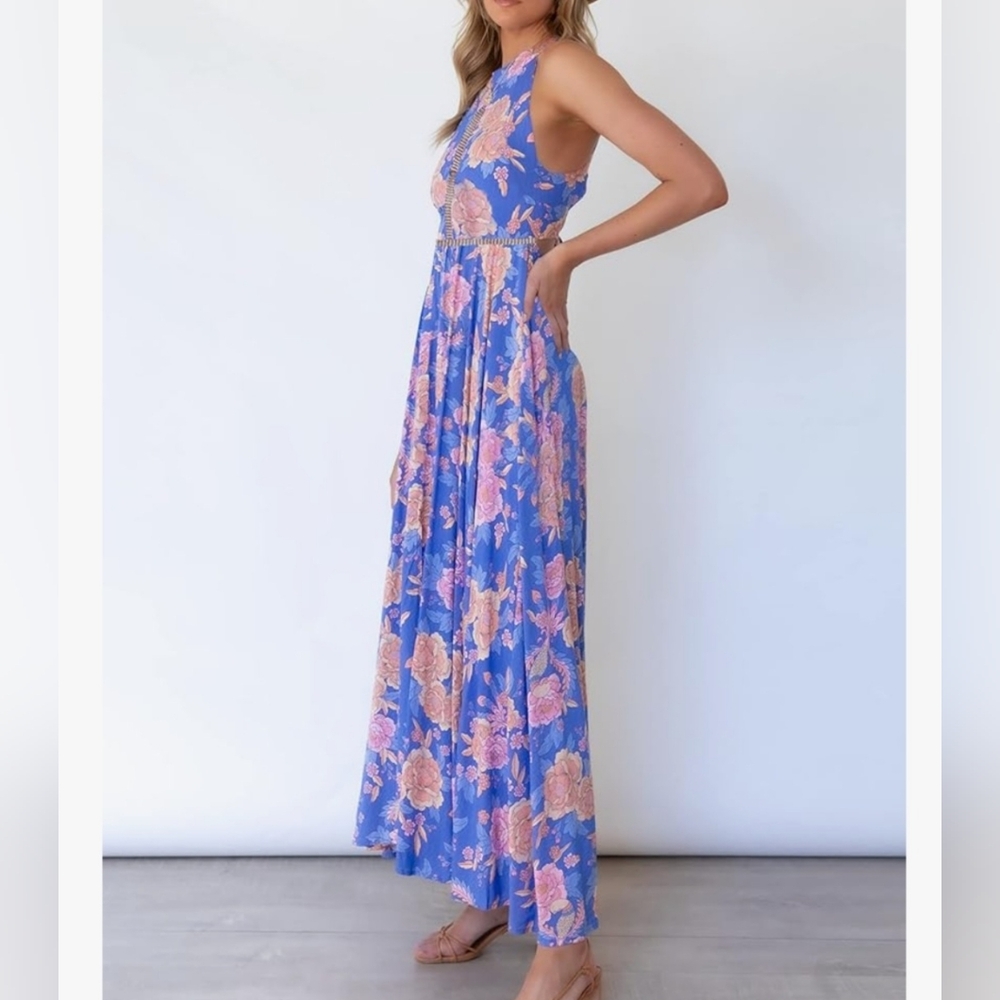Zesica Halter Floral Print Backless Maxi Dress - Picture 2 of 10